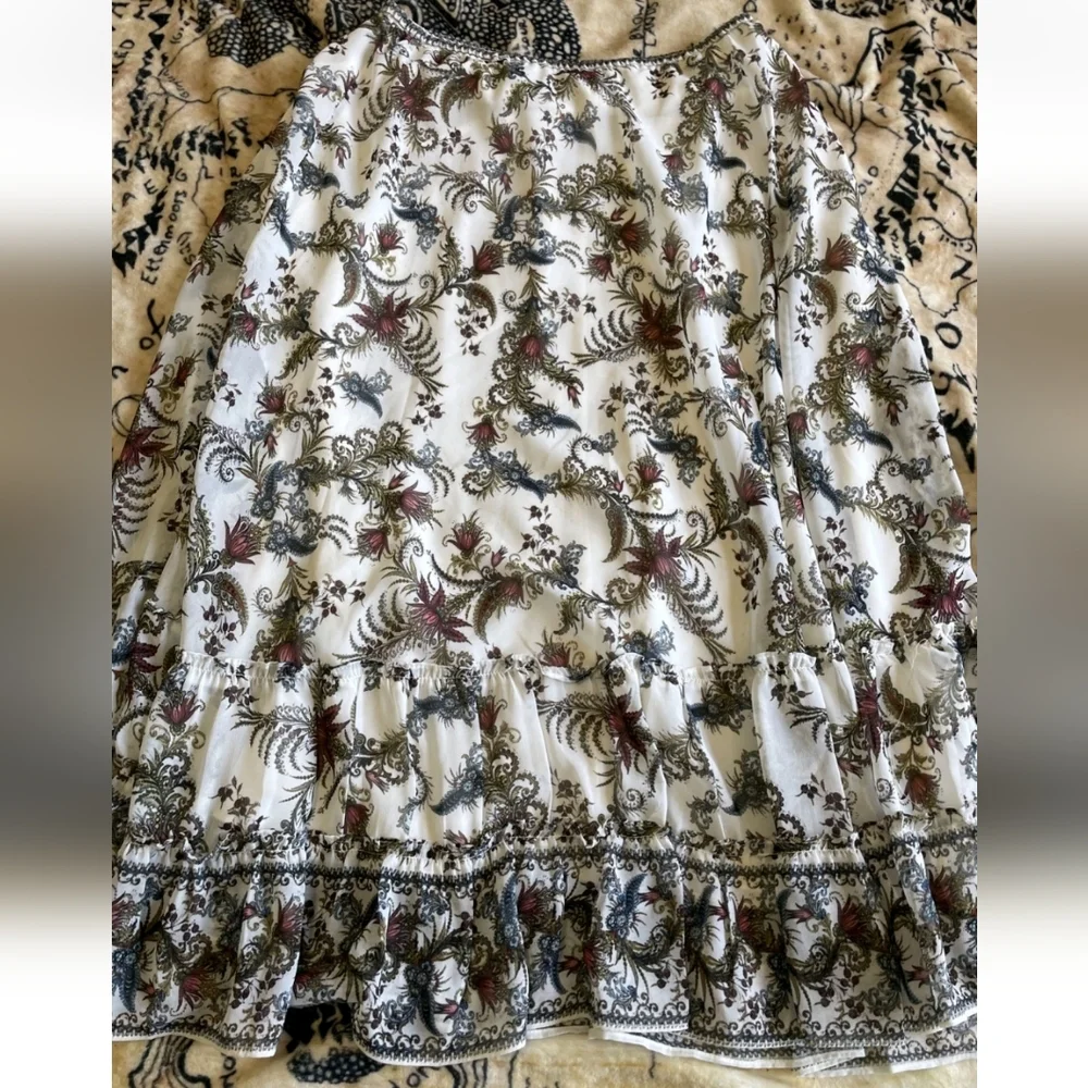 NWT Max Studio Size Large Floral Maxi Skirt Elastic Waist Ruffle Tiered